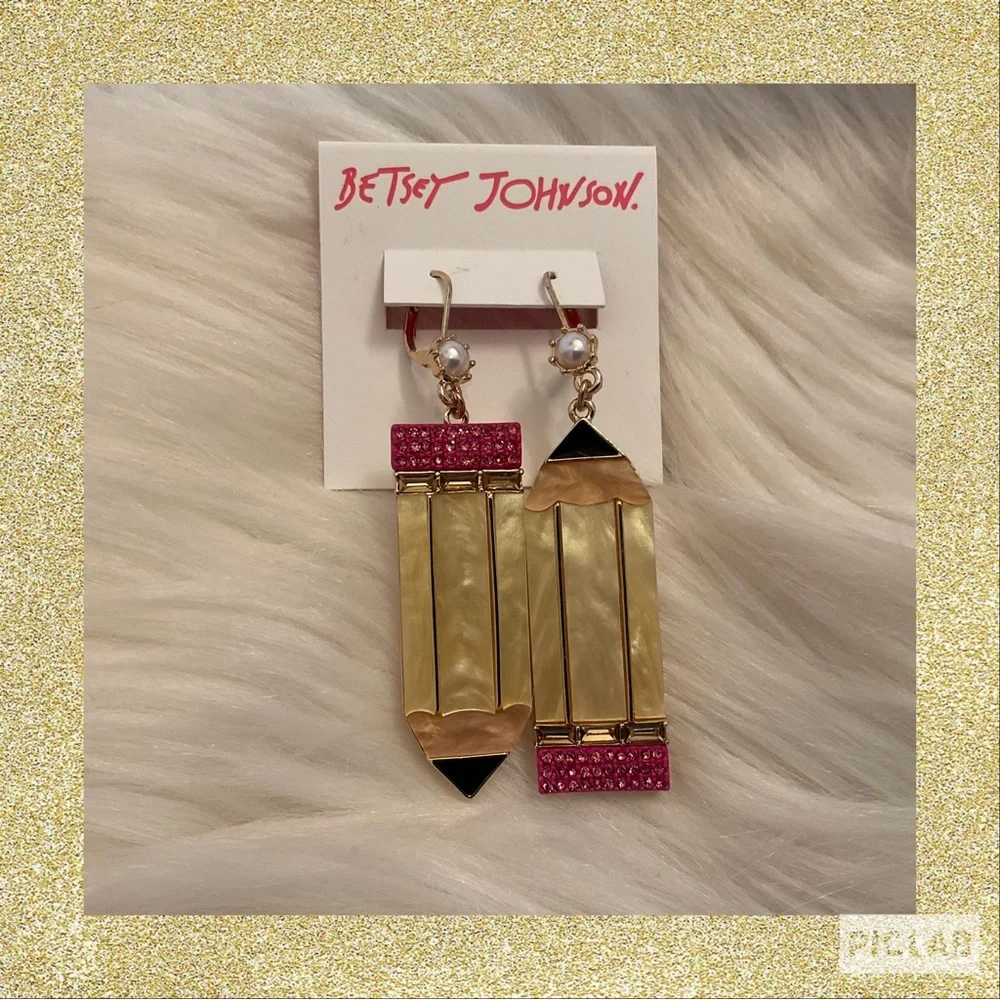 Betsey Johnson Pencil Earrings - New on Card